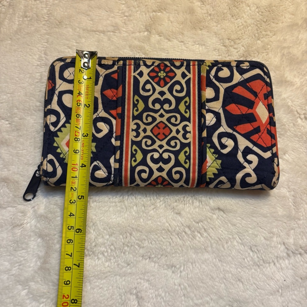 Vera Bradley Wallet Clutch Sun Valley Navy Cream Orange Lime Green Zipup - Picture 16 of 16